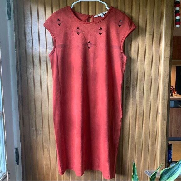 Max Studio Suede Burnt Orange Shift Dress- Women Size Small - Picture 1 of 11